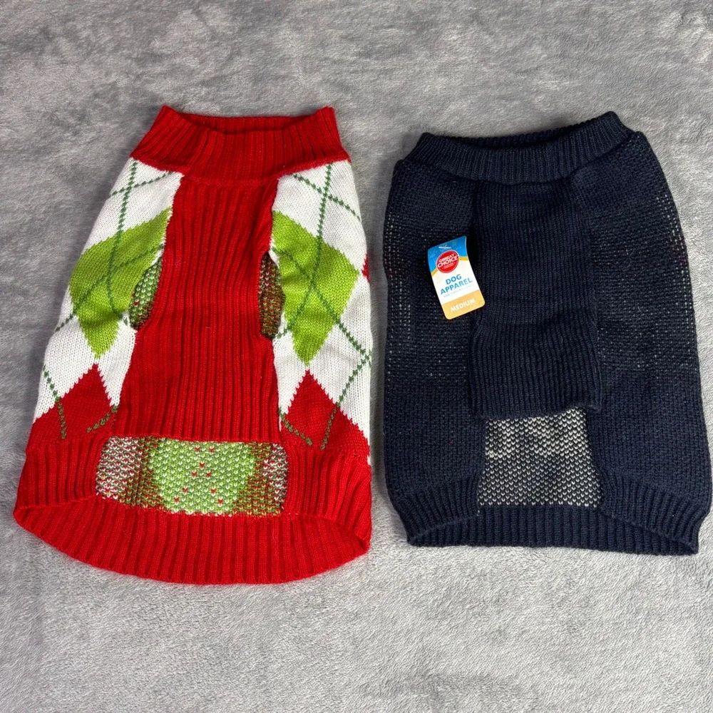 Dog Sweater Bundle Medium‎ Multicolor Argyle Night Owl 2 Pack one is new